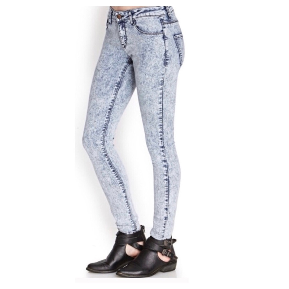 Madewell 37 Jeans Acid Wash Skinny 26 x 32 Blue Denim Low Rise Retro‎